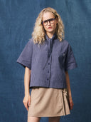Blauwe geruite blouse naomi