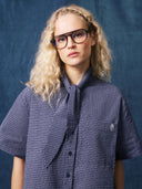 Blauwe geruite blouse naomi