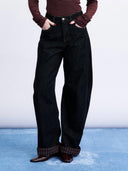 Donkerblauwe wide leg jeans bandai