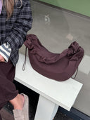 Bruine tas moon bag ruffle