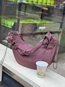 Bruine tas moon bag ruffle