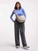 Beige tas Moon bag ruffle