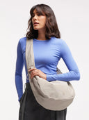 Beige tas Moon bag ruffle