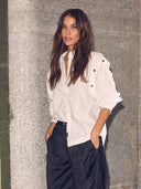 Witte button sleeve blouse
