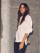 Witte button sleeve blouse