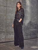 Donkerblauw mesh shirt haute drift blouse