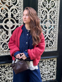 Rood gebreid vest roberta