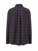 Bordeaux met navy geruite blouse romain