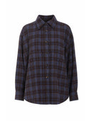 Bordeaux met navy geruite blouse romain