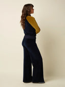 Donkerblauwe sweat pants baton velvet