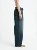 Blauwe barrel jeans chuai