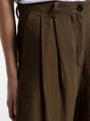 Bruine linnen broek larena