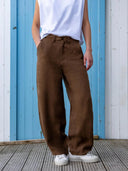 Bruine linnen broek leila