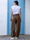 Bruine linnen broek leila