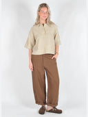 Bruine linnen broek leila