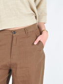 Bruine linnen broek leila