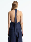 Blauwe haltertop thema