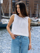 Witte linnen top belle