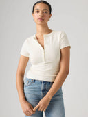 Pointelle henley t-shirt