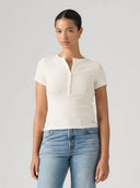 Pointelle henley t-shirt