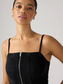 Denim mouwloze jumpsuit