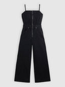 Denim mouwloze jumpsuit