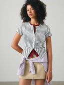 Gestreepte button-through top rory