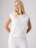 Witte mouwloze denim top