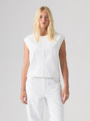 Witte mouwloze denim top