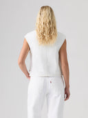 Witte mouwloze denim top
