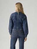 Denim sculpted trucker jacket