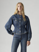 Denim sculpted trucker jacket