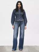 Denim sculpted trucker jacket