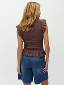 Bruine gesmockte top venlora-m