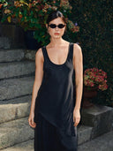 Asymmetrische zwarte top molie
