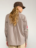 Lichtbruin gestreepte blouse nukacey