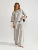 Grijze sweatbroek met zijstreep nunathalie