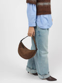 Bruine suede tas leo midi