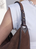 Bruine suede tas leo midi