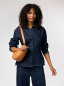 Cognac crossbody tas leo