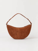 Cognac suede tas leo midi