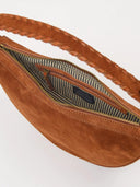Cognac suede tas leo midi