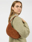 Cognac suede tas leo midi