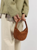 Cognac suede tas leo midi