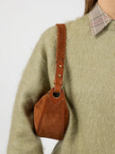 Cognac suede tas leo midi