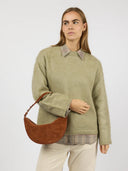 Cognac suede tas leo midi