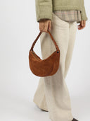 Cognac suede tas leo midi