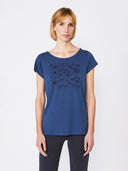 Donkerblauw t-shirt met opdruk bergen dots faded navy