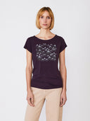 Donker t-shirt met opdruk bergen dots dark grape