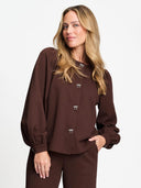 Bruine top met pofmouwen